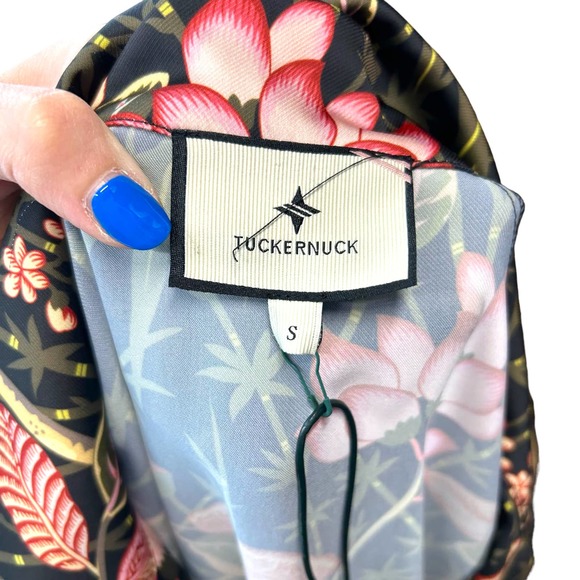 Tuckernuck Midi Shirt Dress Black Floral Print Collared Button Size Small - Picture 6 of 10